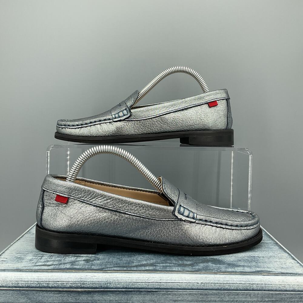 NEW Marc Joseph New York Boy’s Leather East Village Loafers Silver Size 2